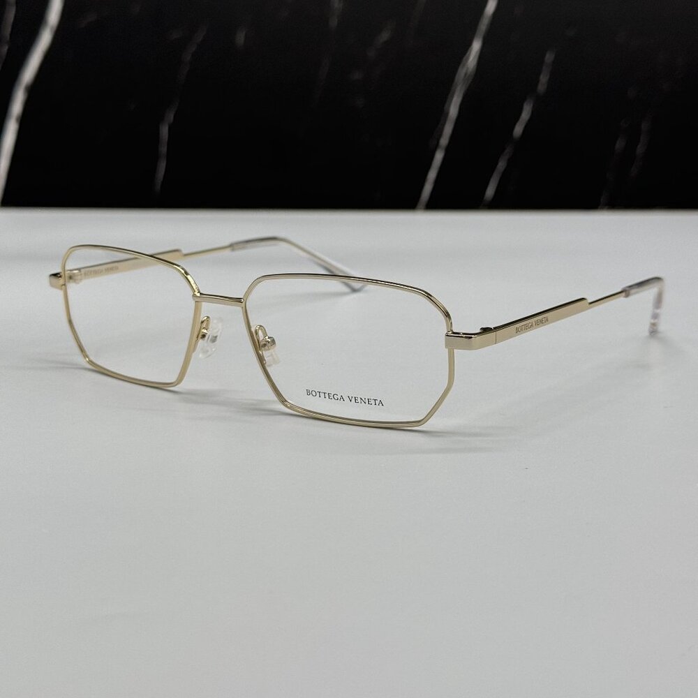 NEW BOTTEGA VENETA BV1073O 002 SQUARE GOLD UNISEX EYEGLASSES